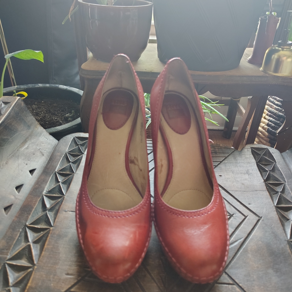Frye Red Leather Heels